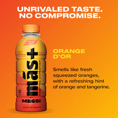 Más+ by Messi Orange d’Or glass filled with vibrant citrus hydration.
