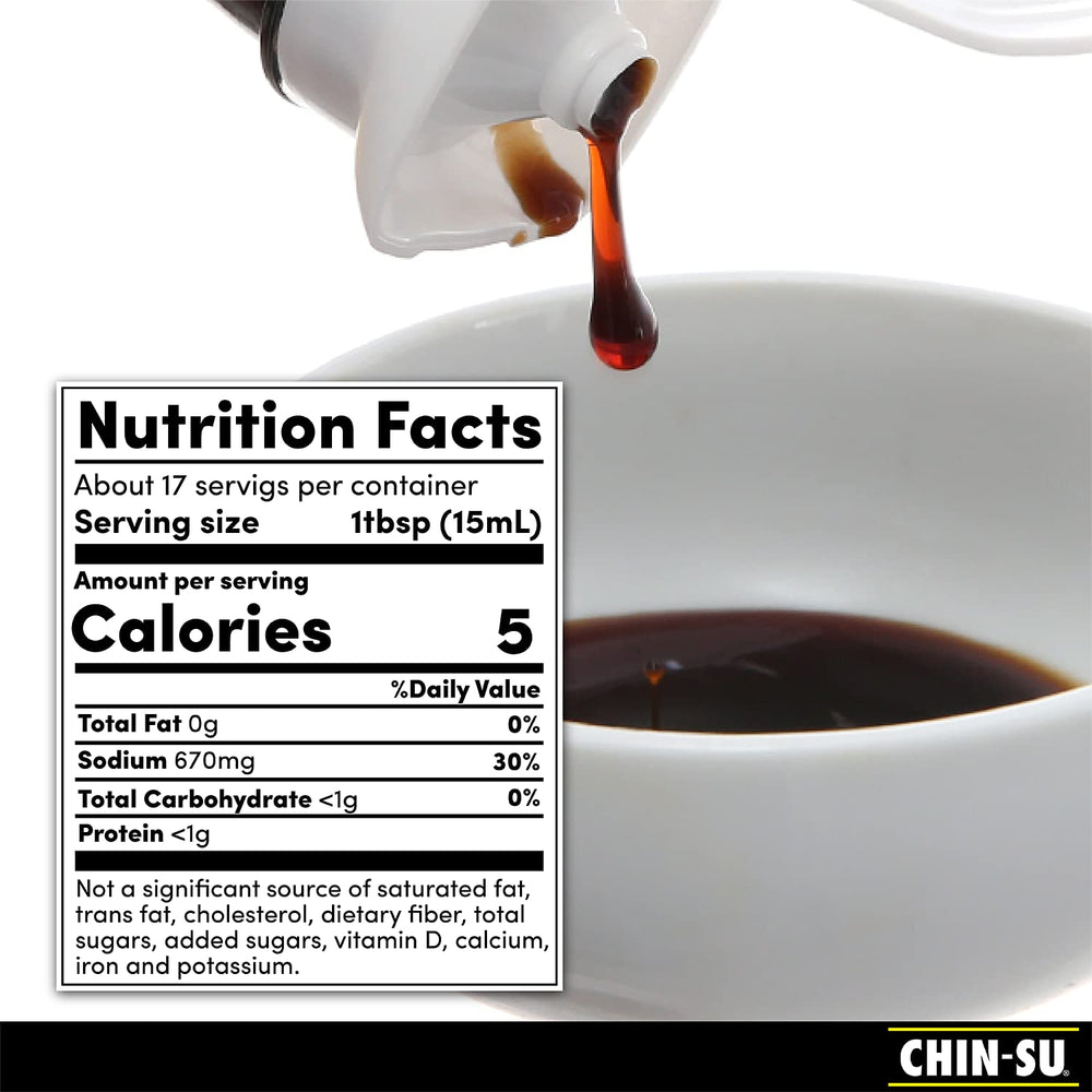 Chin-Su Premium Soy Sauce pours, highlighting rich umami for stir-fries