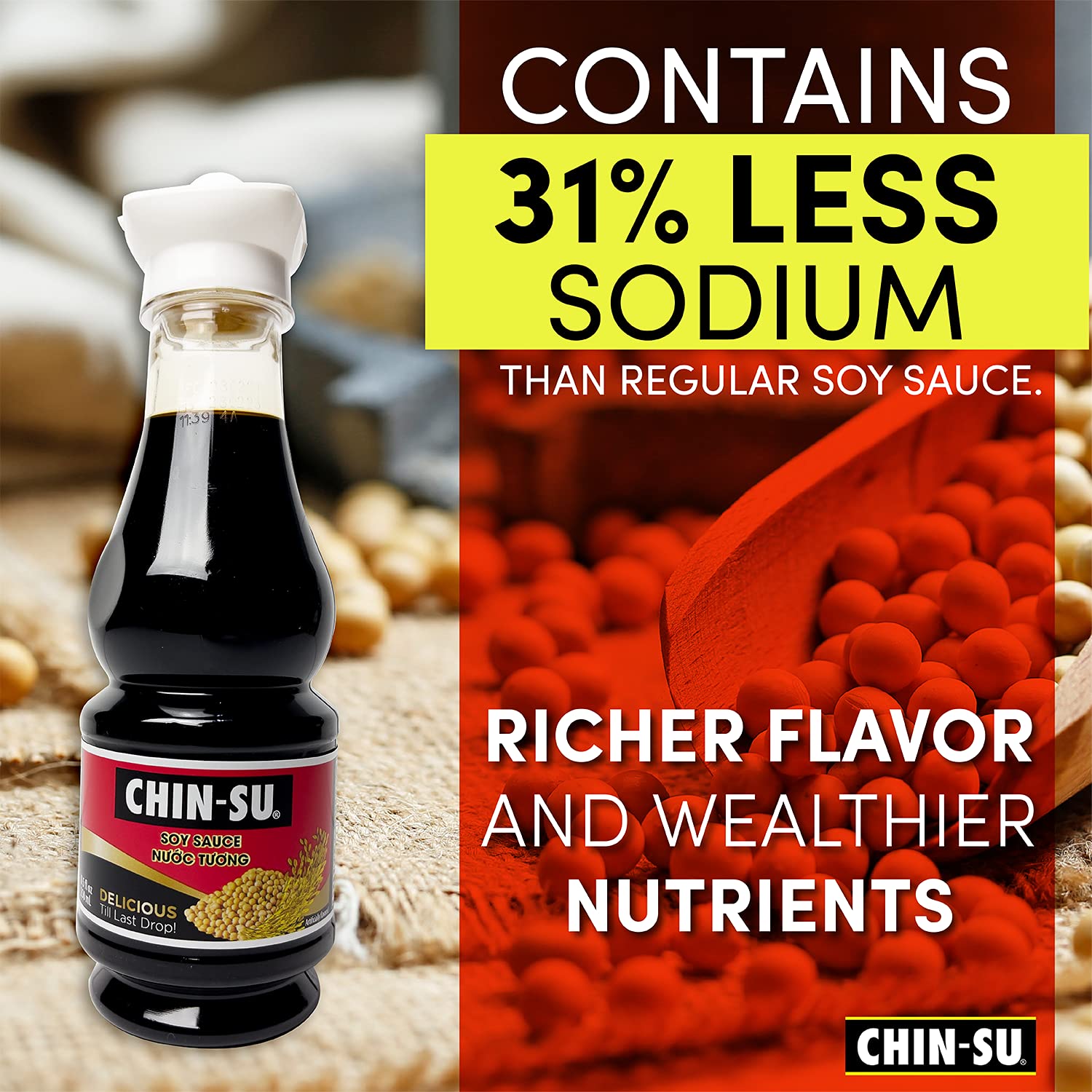 Chin-Su Soy Sauce in dipping dish, enhancing flavor with Vietnamese character