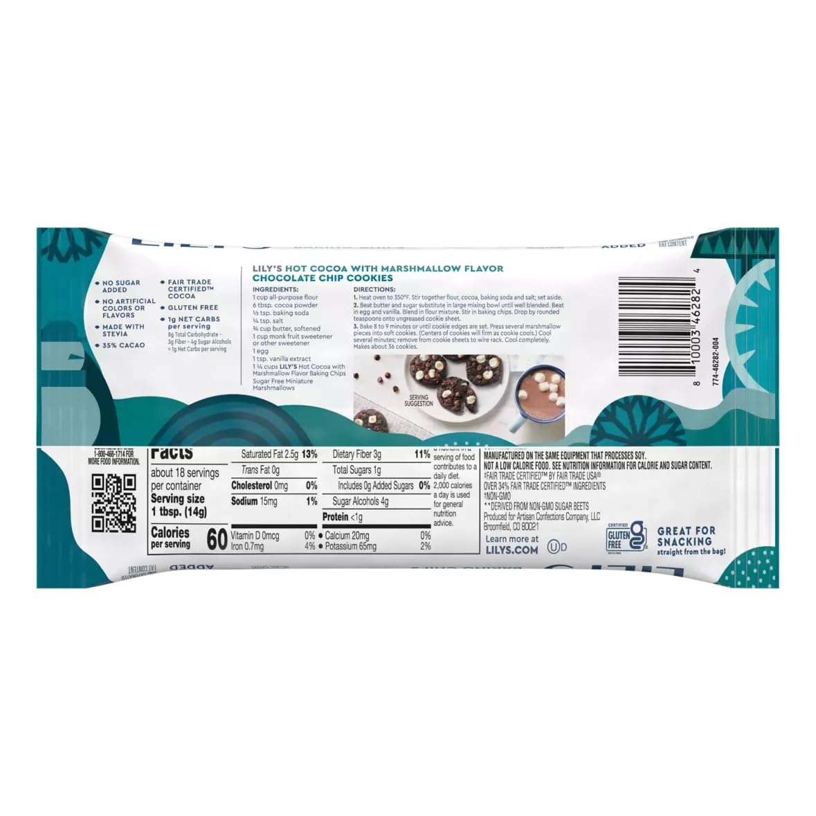 MASHBOX Hot Cocoa Marshmallow Baking Chips melting in cookies for rich flavor.