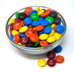 MASHBOX M&M Milk Chocolate Candies arranged in a party display bowl.