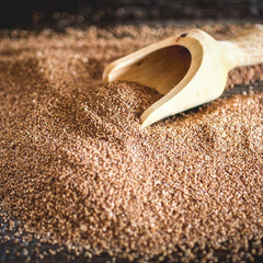 Maskal Teff brown grain pack shown for resealable freshness and long storage
