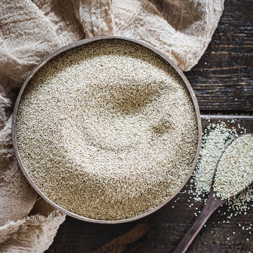 Maskal Teff Ivory grain cooked into creamy porridge for breakfast.