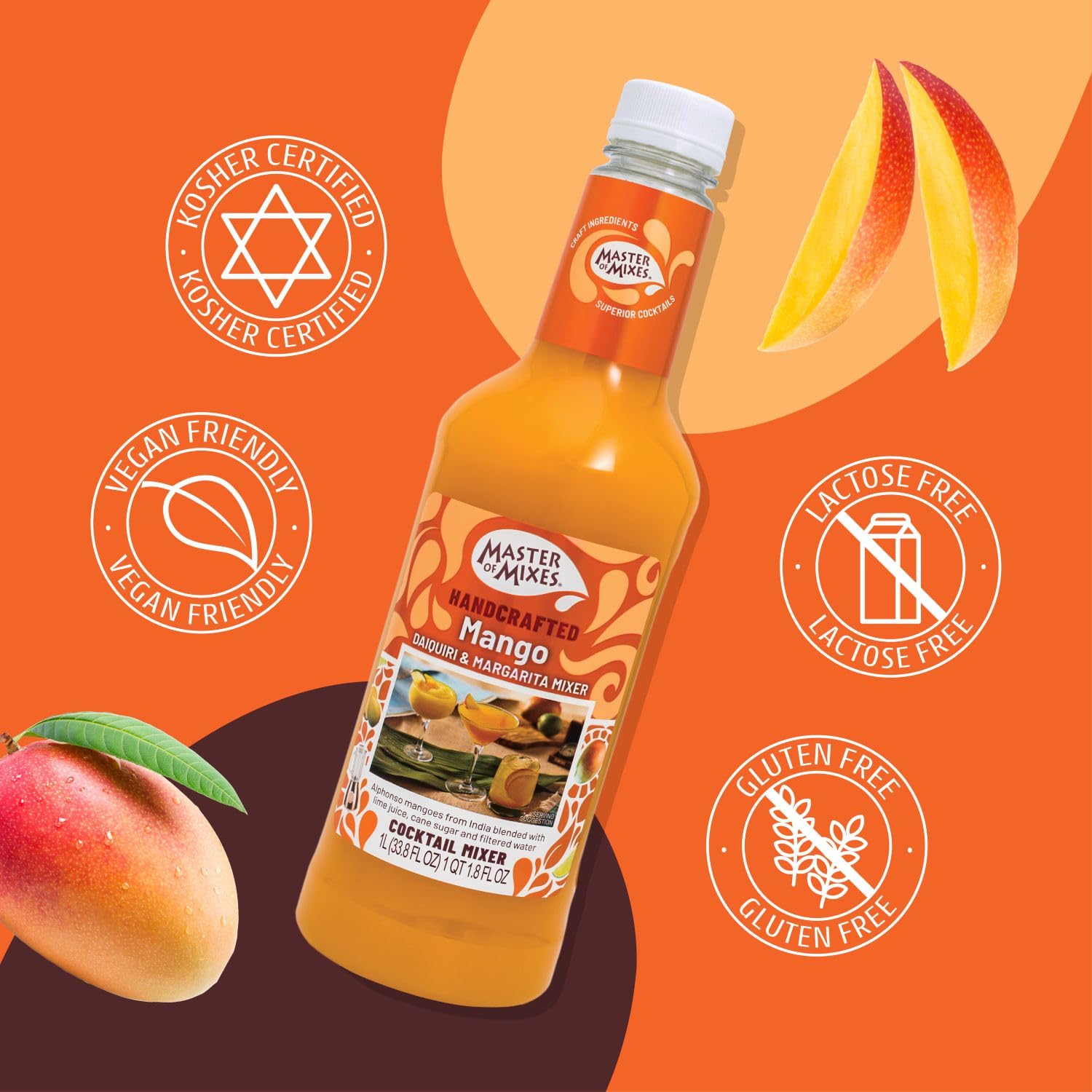 Master of Mixes mango daiquiri glass-blended texture and vibrant color.