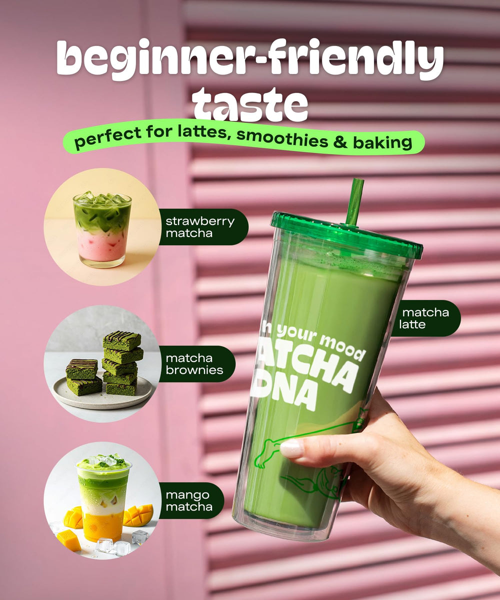 MATCHA DNA baking shot with powder in a recipe