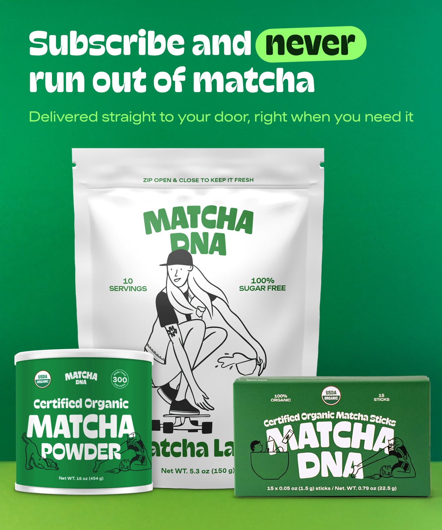 MATCHA DNA baking with matcha: elevates desserts with color and aroma.