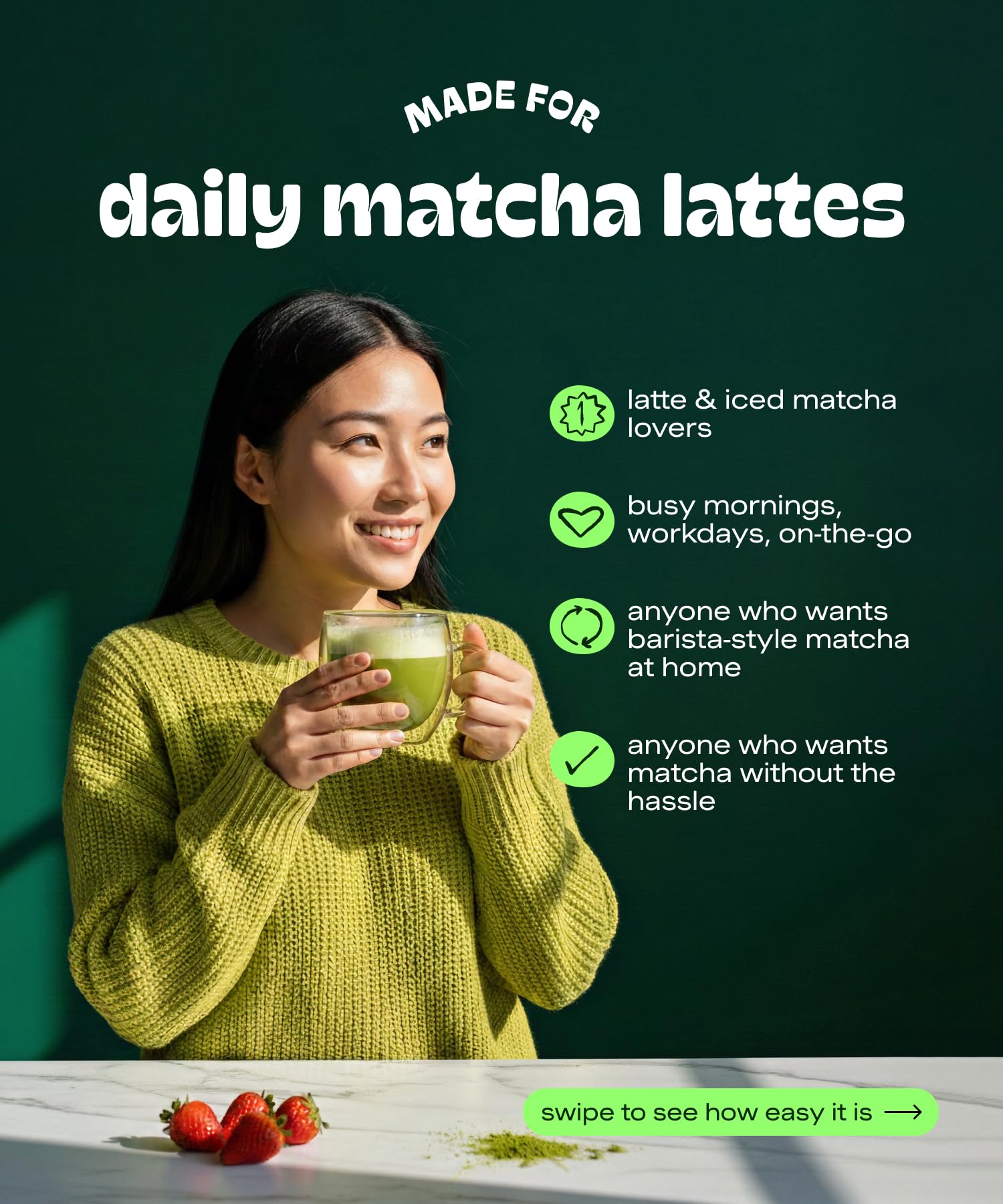 MATCHA DNA coconut latte foam top hot latte topping for creamy texture.