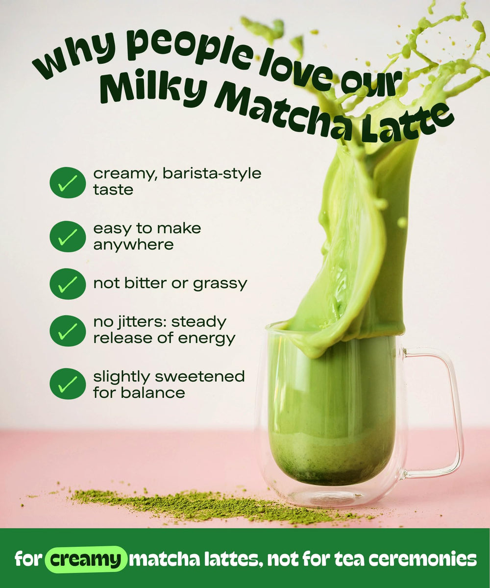 MATCHA DNA coconut latte mix ideal for iced drinks and refreshing afternoons.