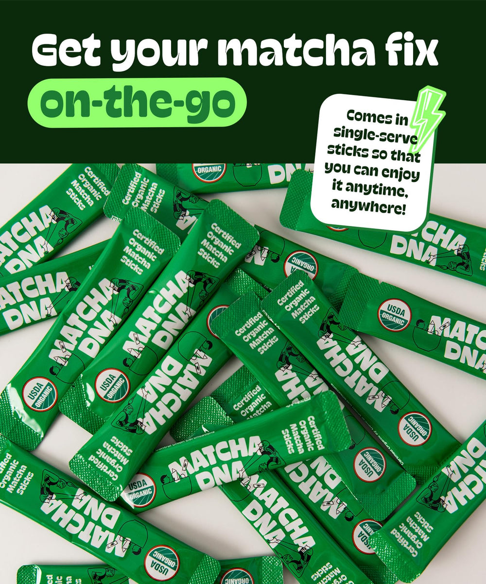 MATCHA DNA single stick close-up: precise portioning for consistent flavor.