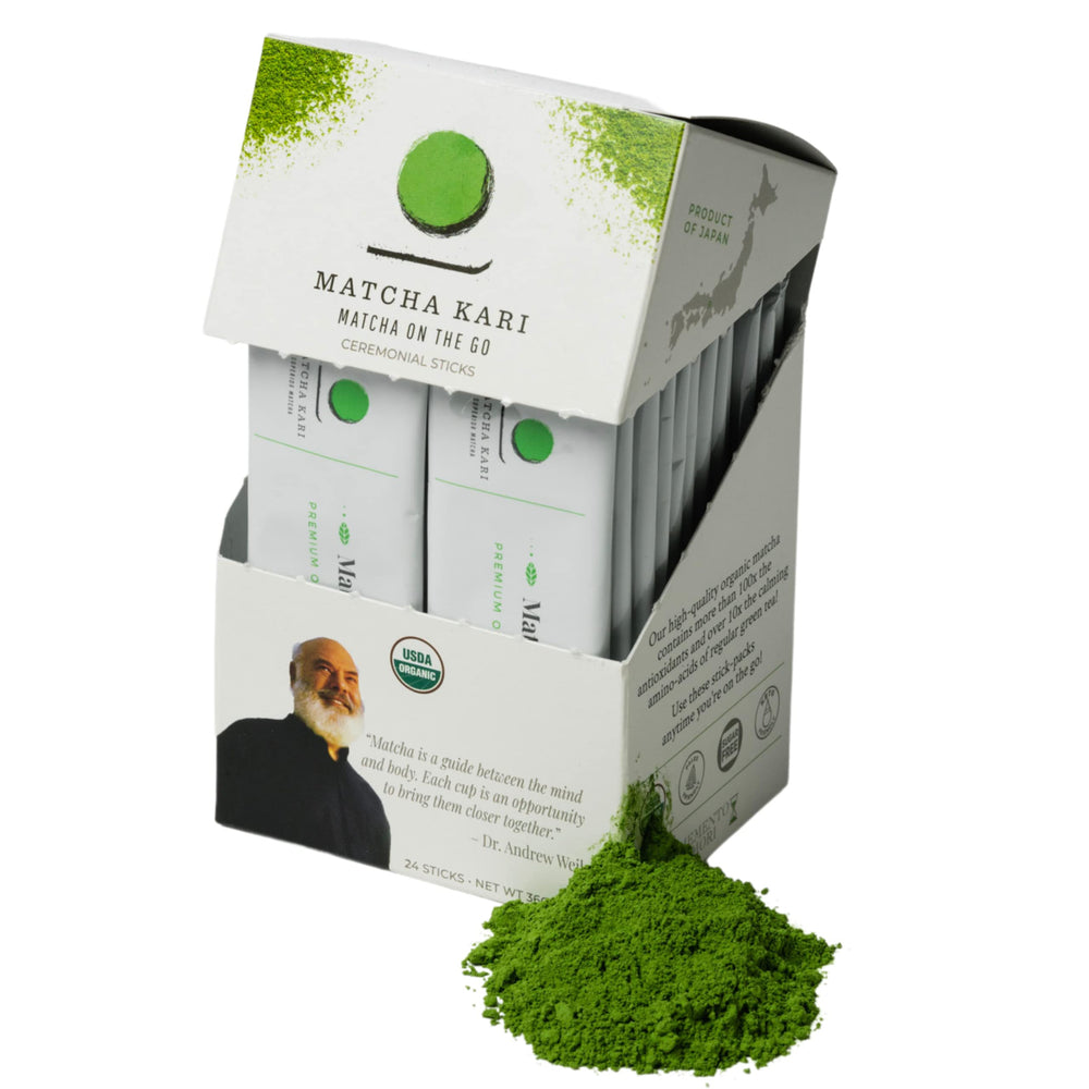 Matcha Kari ceremonial organic packaging highlights premium quality for travelers