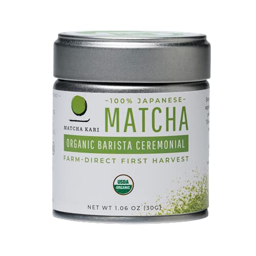 Matcha Kari Dr Weil tin packaging highlighting fresh ceremonial-grade matcha