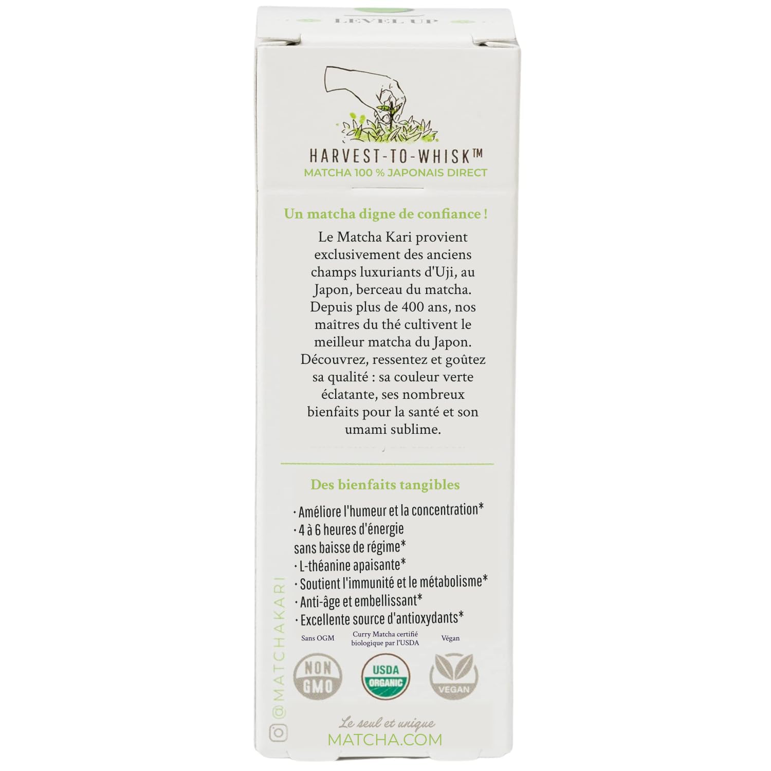 Harvest To Whisk process banner representing Matcha Kari quality.
