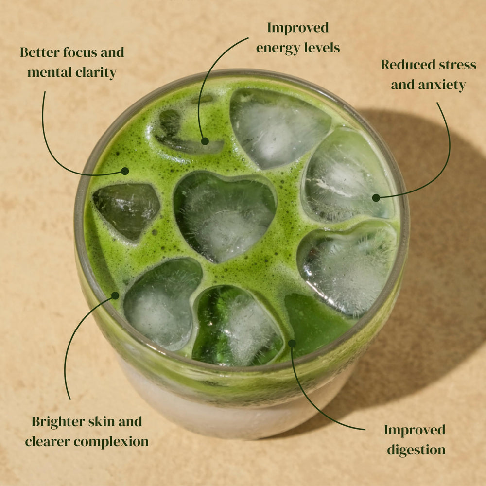 Iced Matcha Kari in a glass demonstrates a refreshing cold serving.