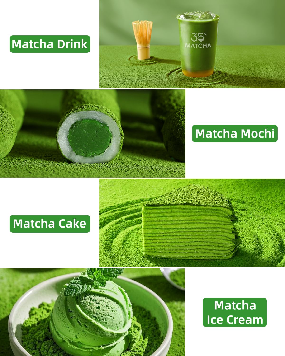 Creamy matcha latte being prepared with 35°N MATCHA for a comforting drink.