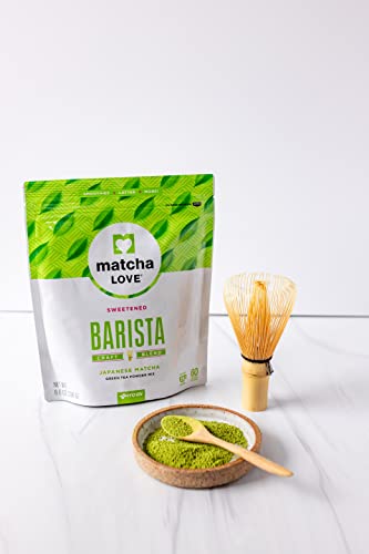 Matcha LOVE frothy latte showing easy at-home barista results.