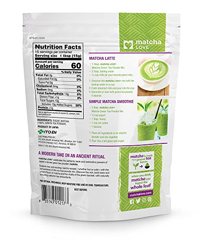 Matcha LOVE latte made with powder for creamy, café-style drinks.