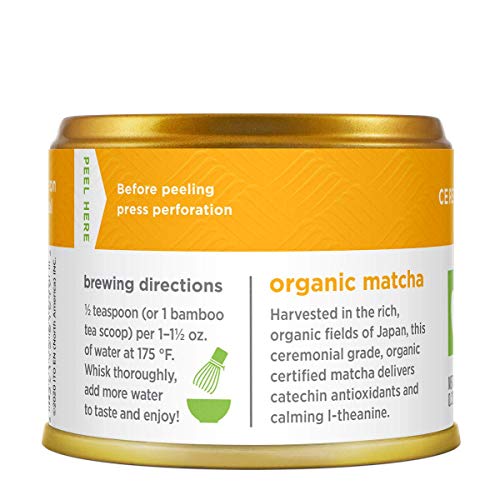 Shade-grown fields behind Matcha Love Organic powder bottle.