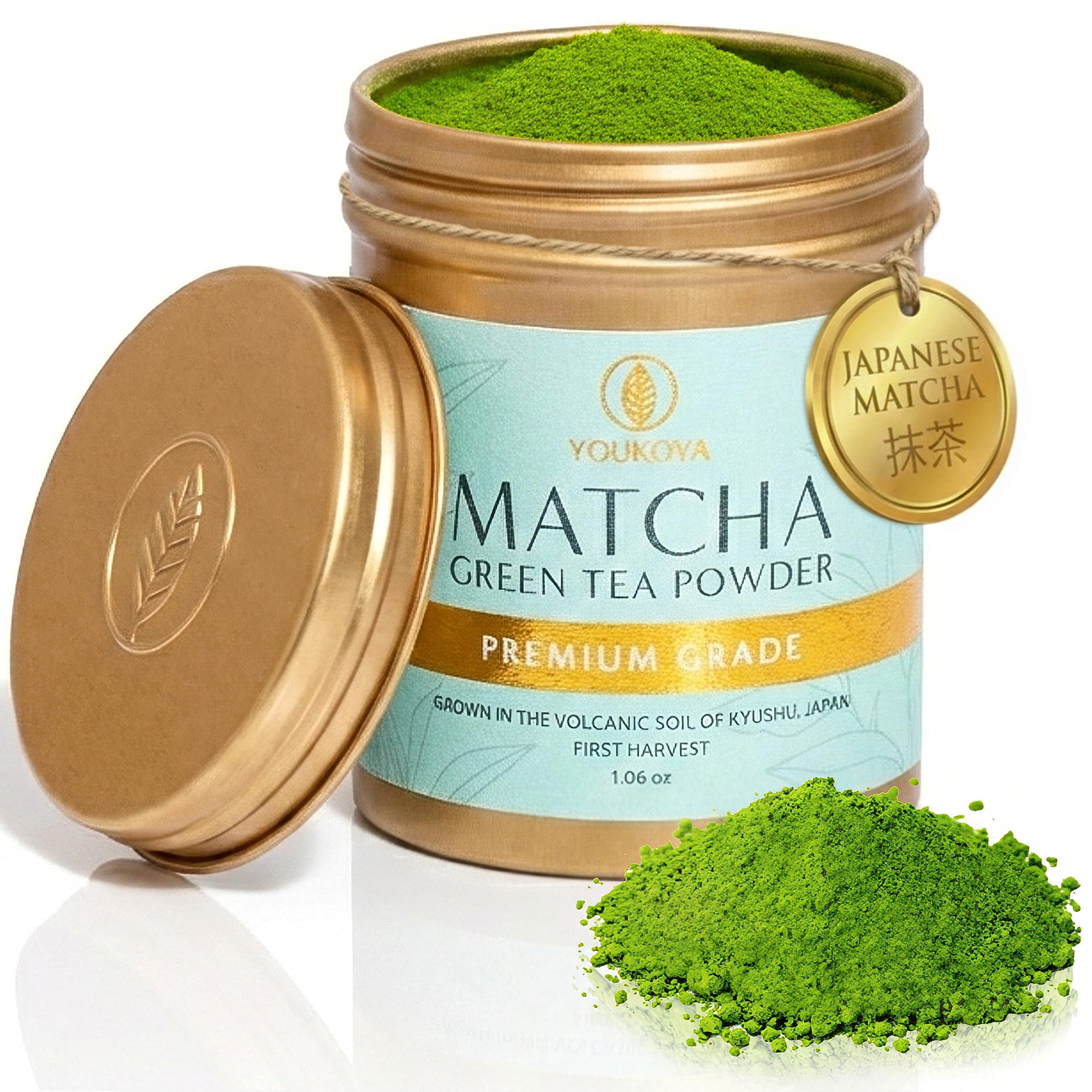Matcha Moments premium Kagoshima matcha in a tin for fresh, vibrant flavor.