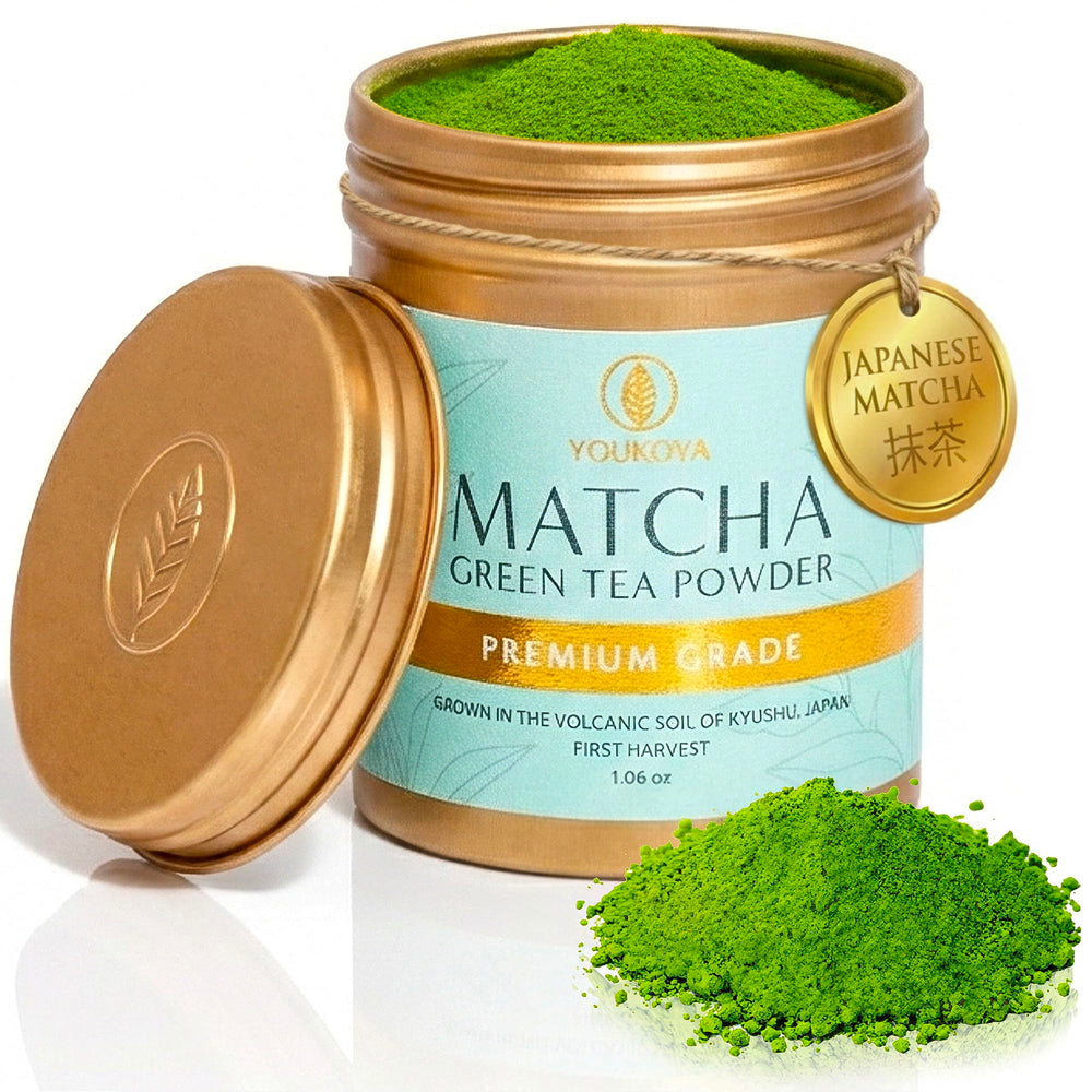 Matcha Moments premium Kagoshima matcha in a tin for fresh, vibrant flavor.
