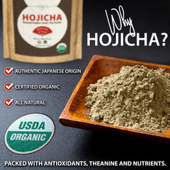 Fine-textured Matcha Moon hojicha powder ready for hot or iced beverages.