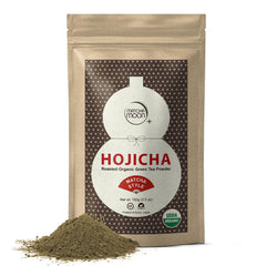Matcha Moon hojicha powder in a resealable bag preserves freshness for easy use.