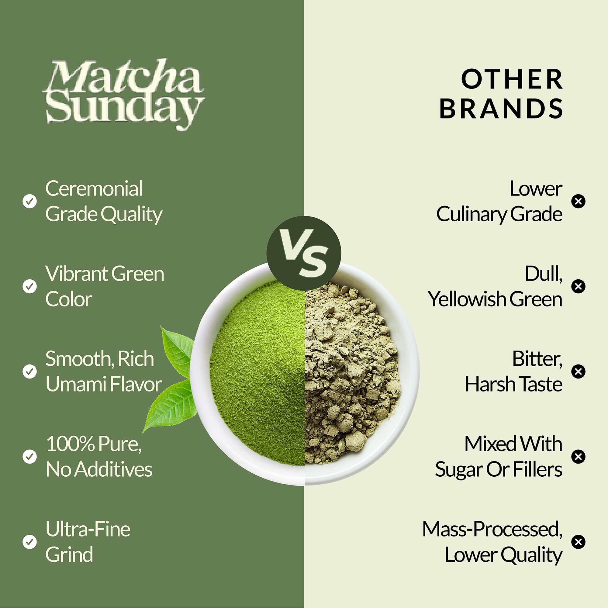 Matcha Sunday chasen whisk creates silky, foamy textures.