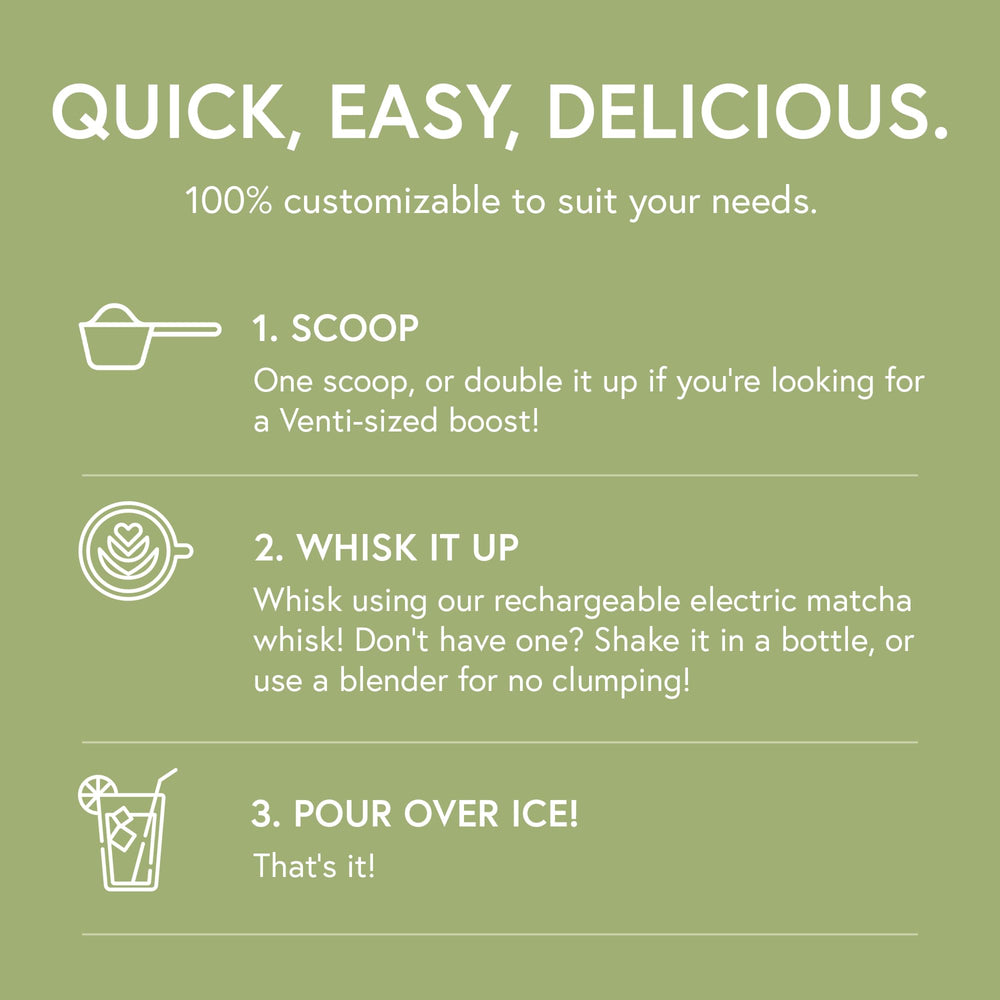 Scoop-and-go MATCHABAR Epic iced latte powder for quick energizing moments
