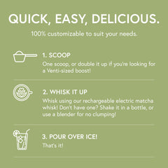 Scoop-and-go MATCHABAR Epic iced latte powder for quick energizing moments