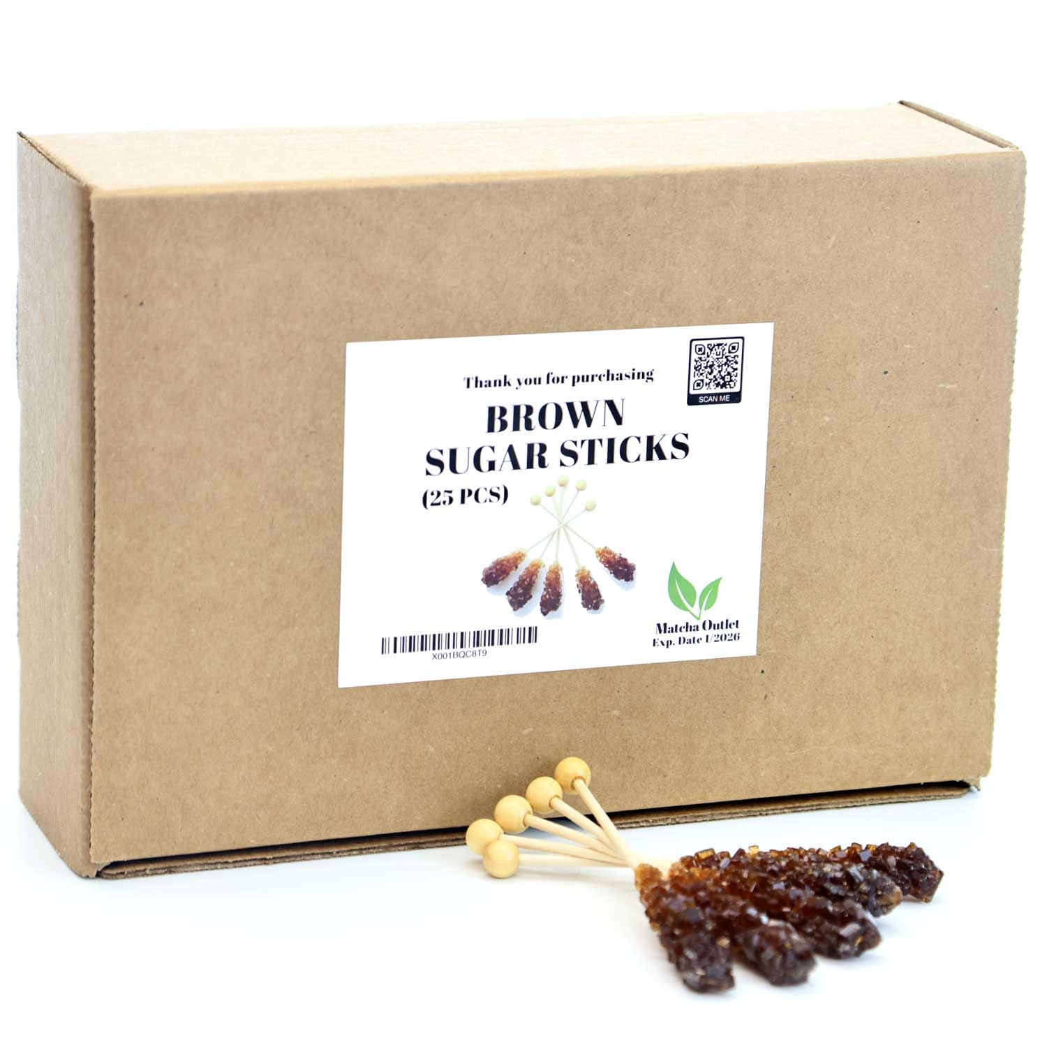 Matchaccino brown sugar sticks crystals gleaming for premium flavor.