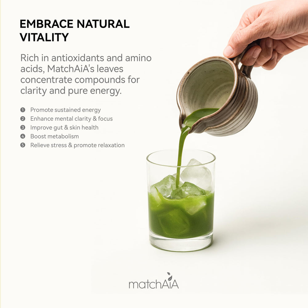 MatchAiA smoothie with matcha powder for a vibrant green hue