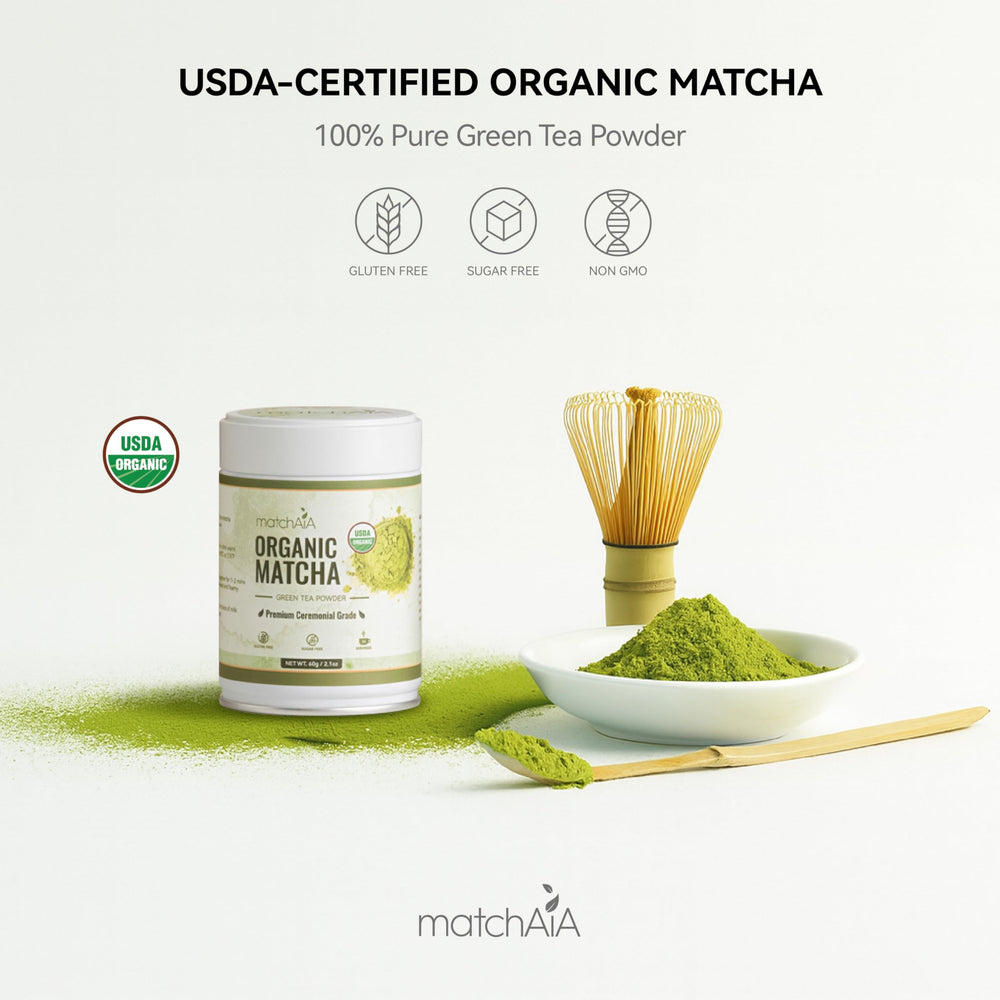 MatchAiA spring-harvest leaves show vibrant green color for premium flavor.