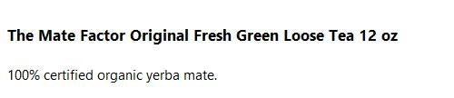 Maté Factor Organic Yerba Mate Original Fresh Green cup-brew ready for a refreshing energy boost