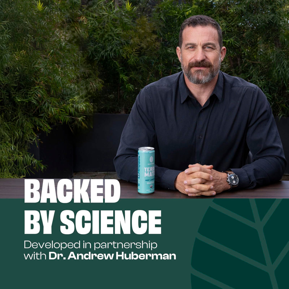 Dr. Andrew Huberman recommendation badge with Mateina branding