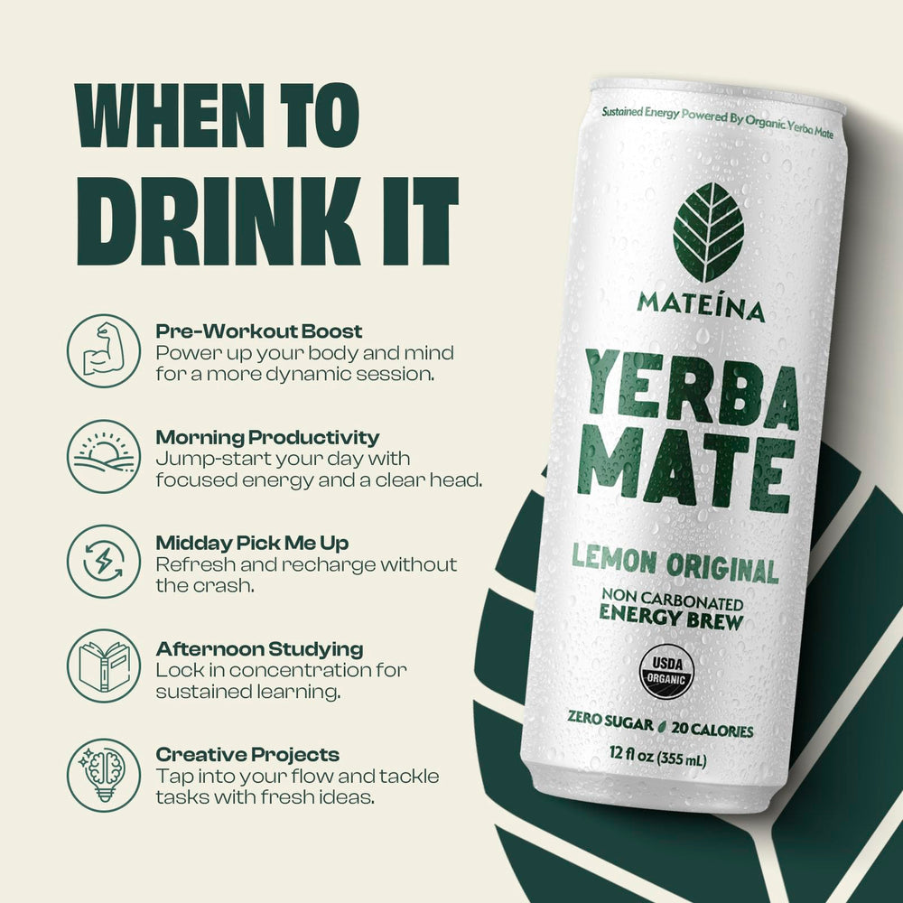 Mateina Yerba Mate Zero Sugar packaging; lab-verified purity for clean ingredients