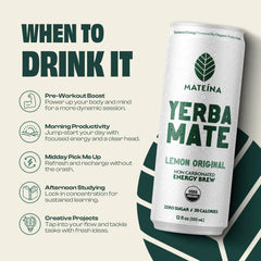 Mateina Yerba Mate Zero Sugar packaging; lab-verified purity for clean ingredients