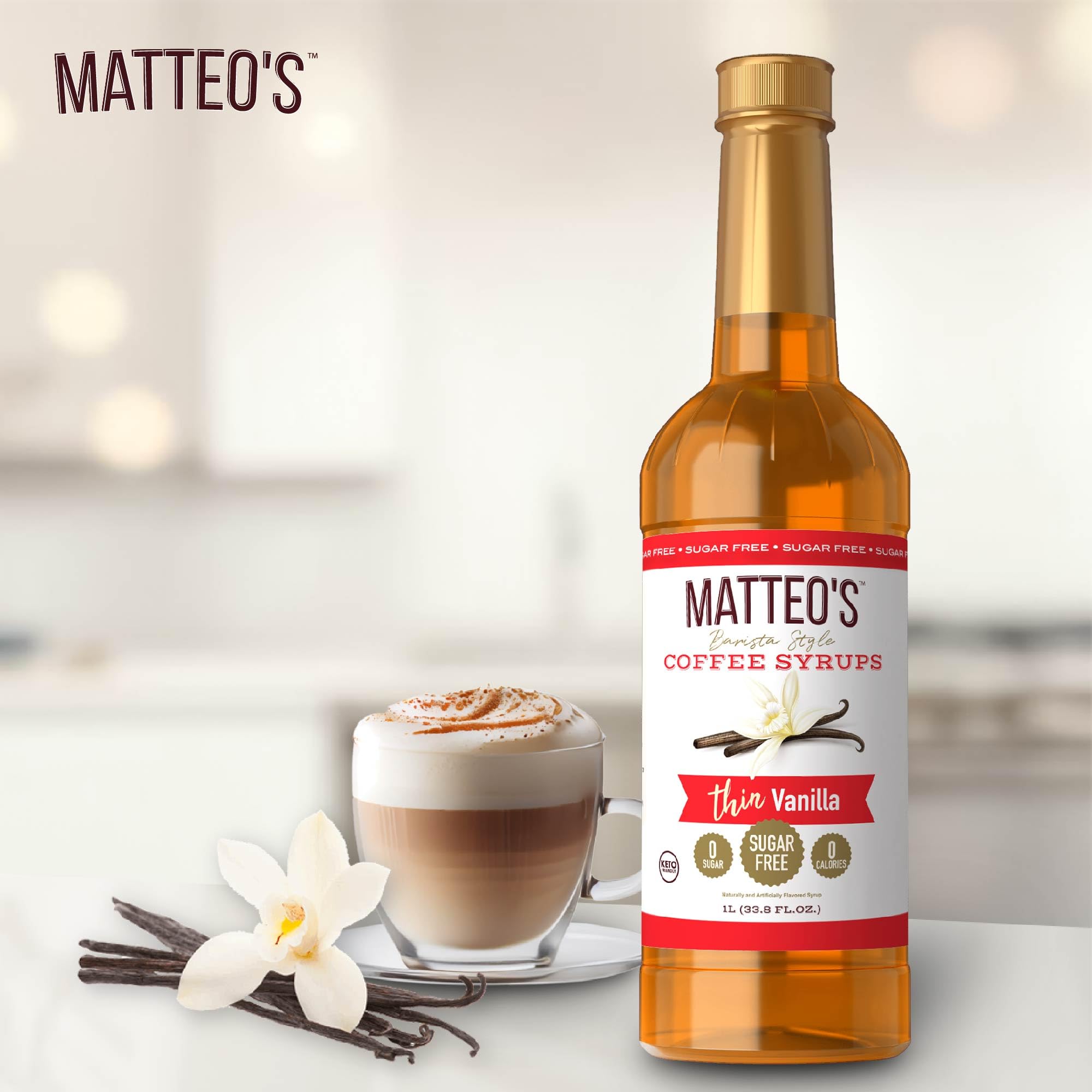 Dessert topped with Matteo's vanilla syrup for enhanced flavor.