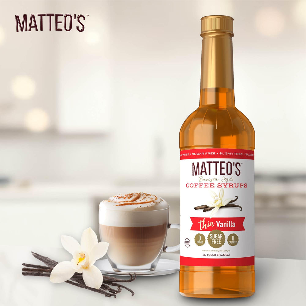 Dessert topped with Matteo's vanilla syrup for enhanced flavor.