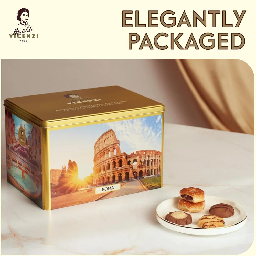 Matilde Vicenzi individually wrapped pastry trays inside, ensuring freshness for sharing.