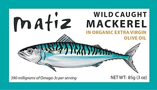 Matiz mackerel in EVOO 3 oz can showing premium quality and texture.