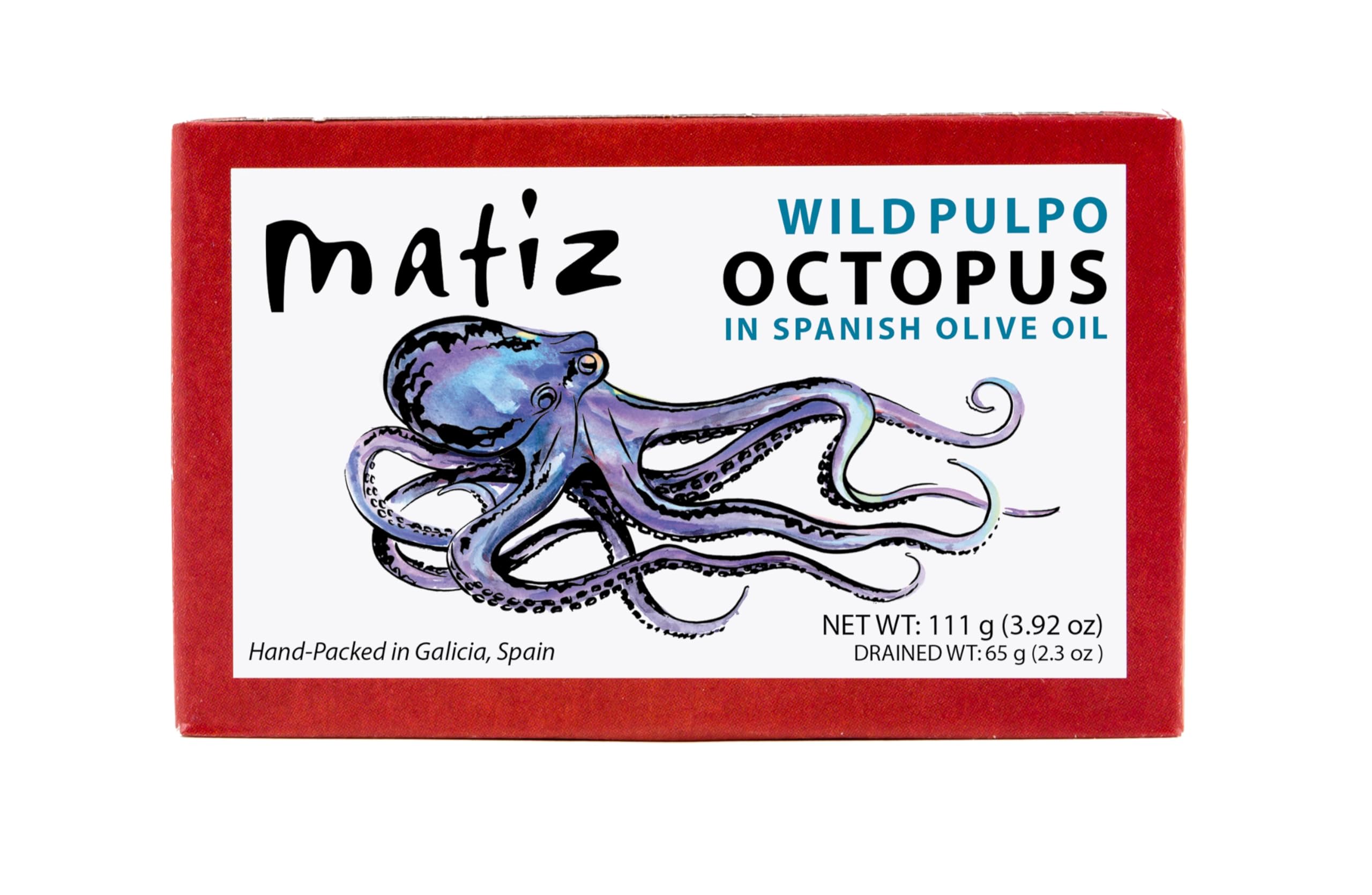 Matiz Pulpo jar with wild-caught octopus in olive oil, ready for tapas.