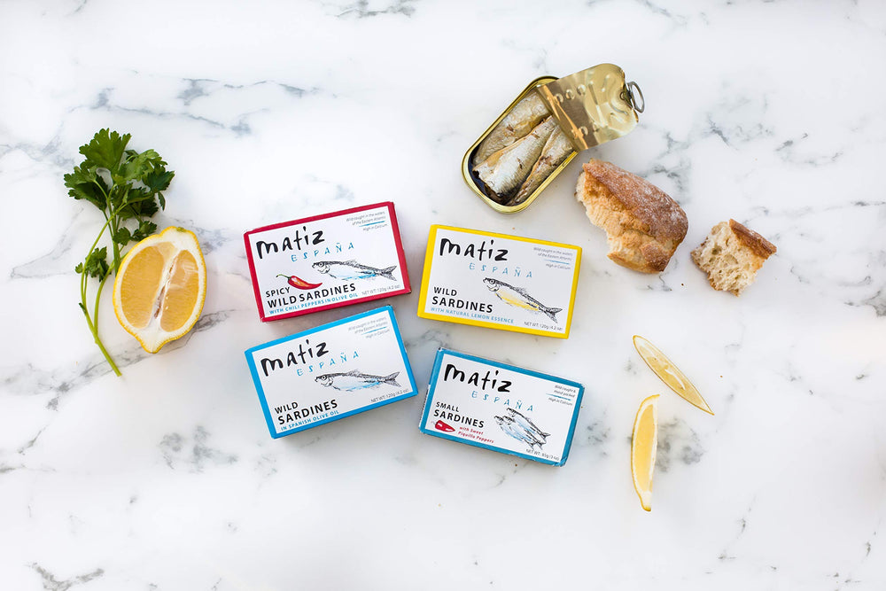 Matiz sardines from Eastern Atlantic waters, sustainably harvested.
