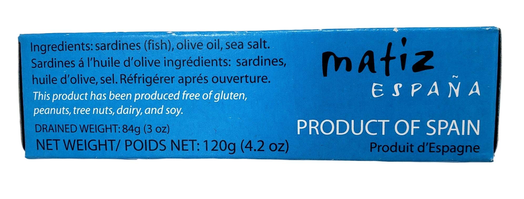Matiz sardines in olive oil nutrition facts label