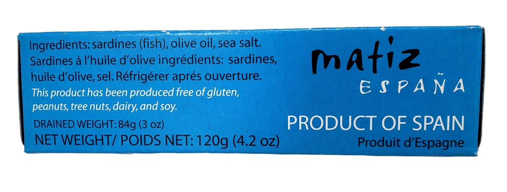 Matiz sardines in olive oil nutrition facts label