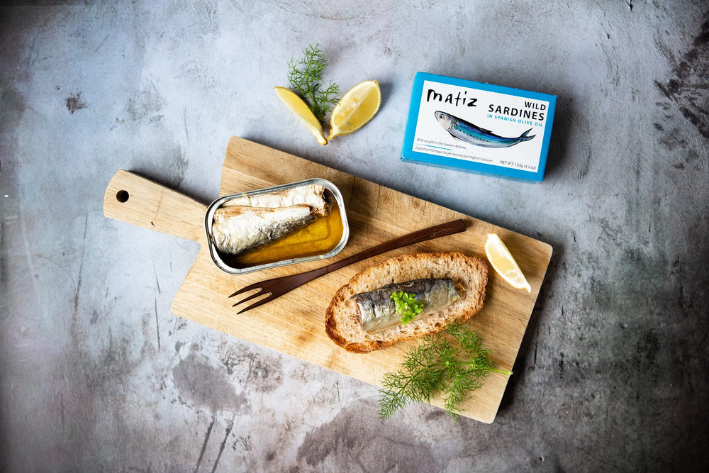 Matiz sardines in olive oil served on crusty bread