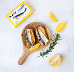 Matiz sardines lemon essence-infused for bright, zesty flavor.