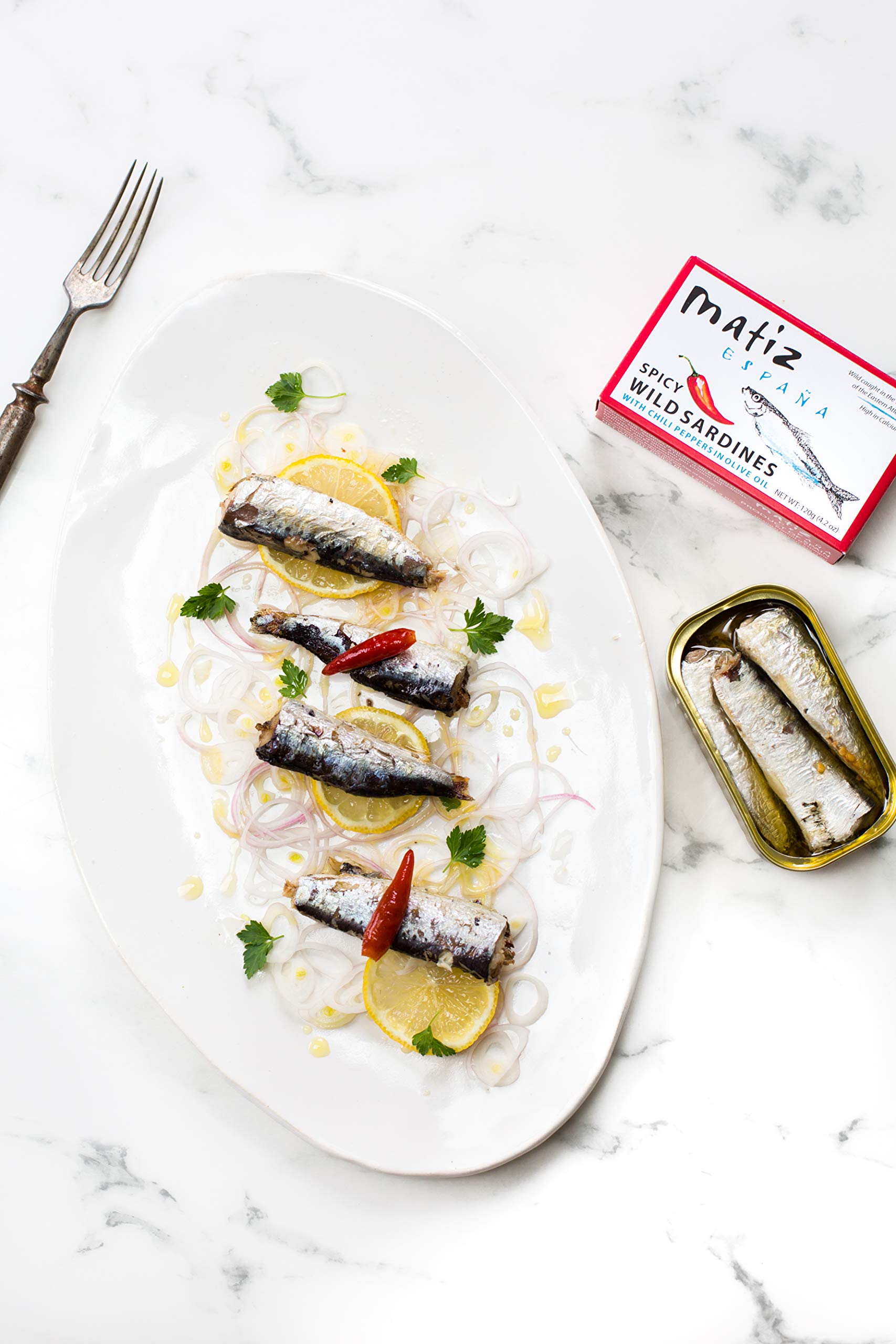 Matiz Sardines shelf-ready pack, pantry staple for quick meals.
