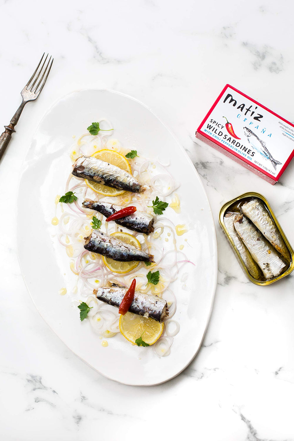 Matiz Sardines shelf-ready pack, pantry staple for quick meals.