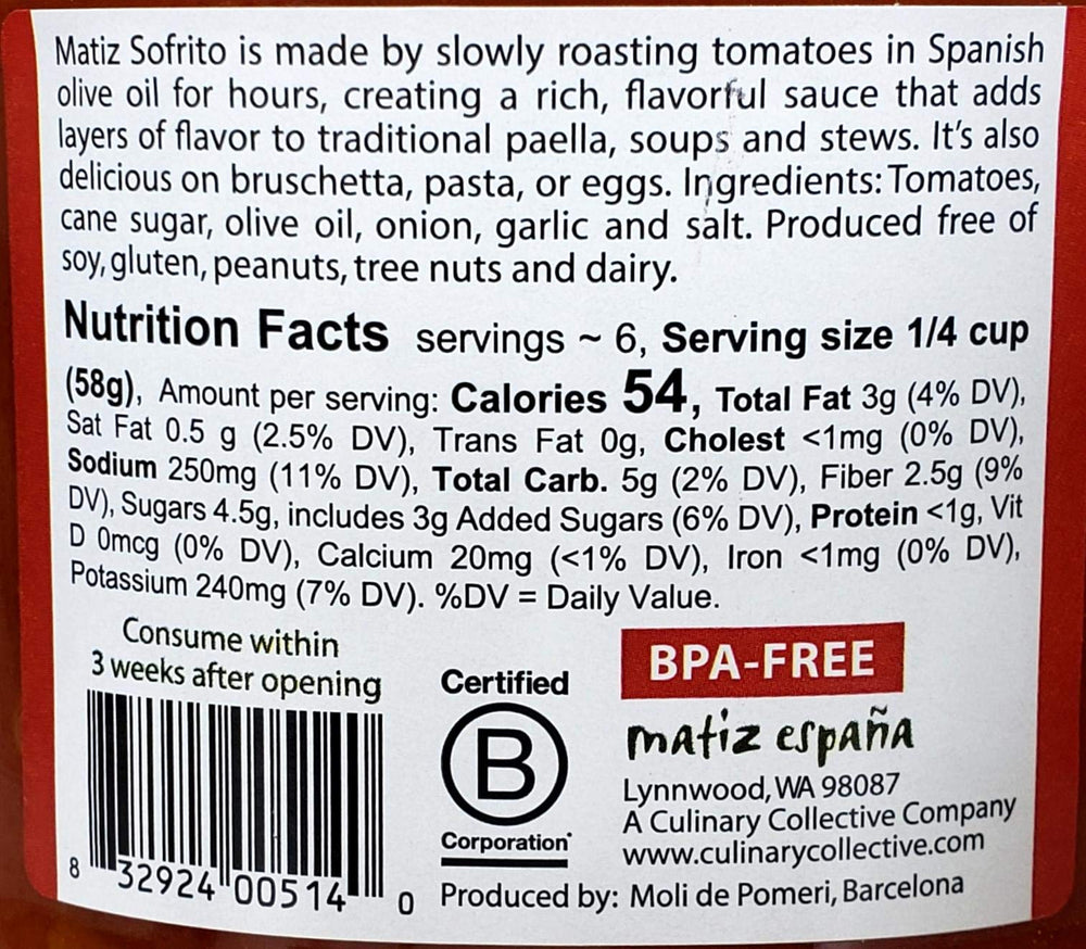 Matiz Sofrito simmer close-up of tomatoes and olive oil for rich flavor.