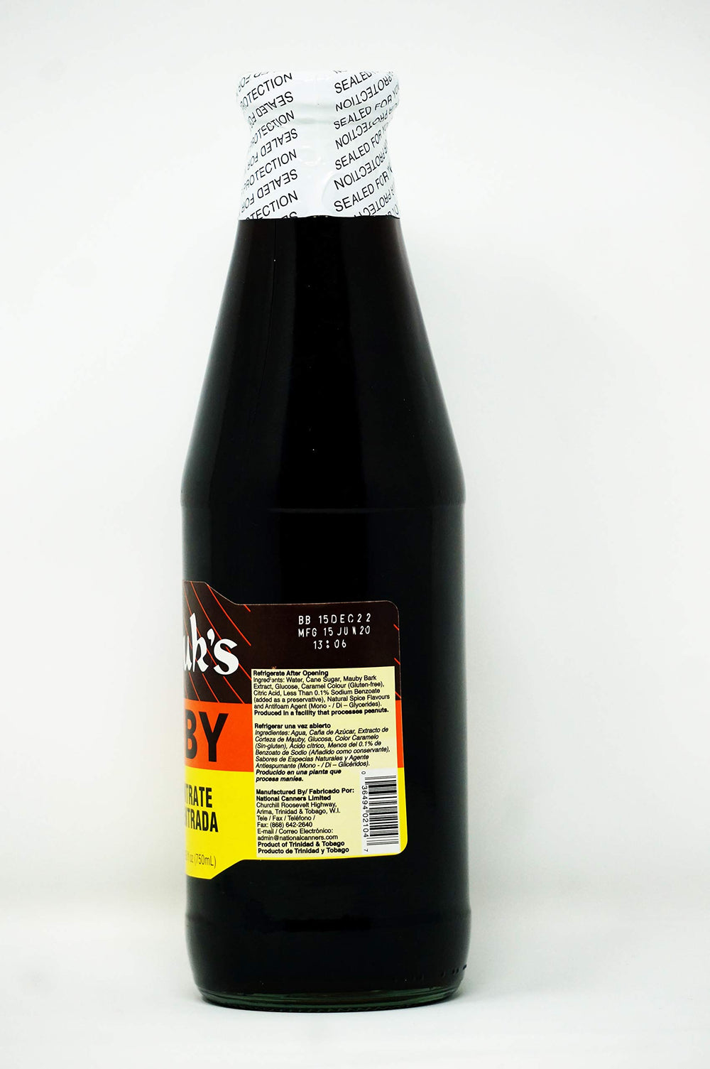 Matouk's Mauby bottle with front label, ideal for entertaining or gatherings.