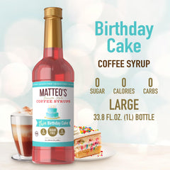 Matteo's Birthday Cake Syrup cappuccino foam with keto-friendly sweetness
